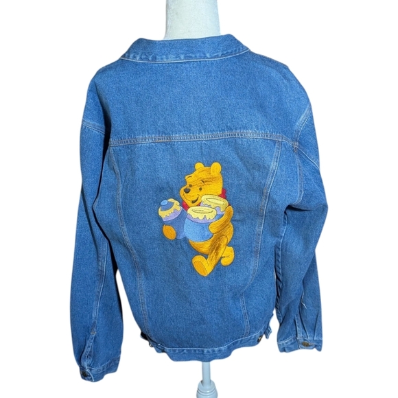 Vtg Disney Winnie The Pooh Denim Trucker Jean Jacket Honeypots Embroidery Sz L - Picture 10 of 11